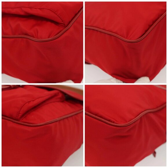 PRADA Shoulder Bag Nylon Leather Red Silver Auth - Picture 15 of 15
